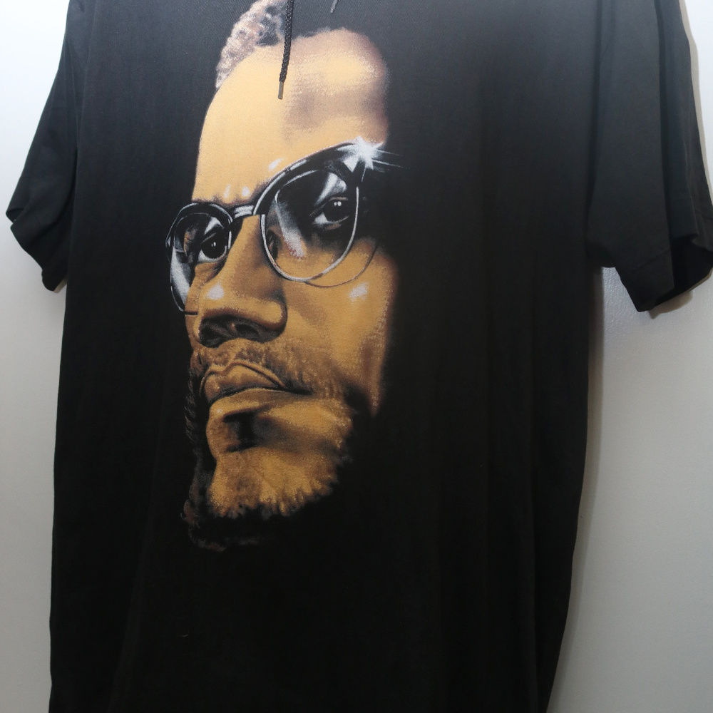 90's Vintage "MALCOM X" Specialty T-shirt Hoodie - Picture 3 of 5